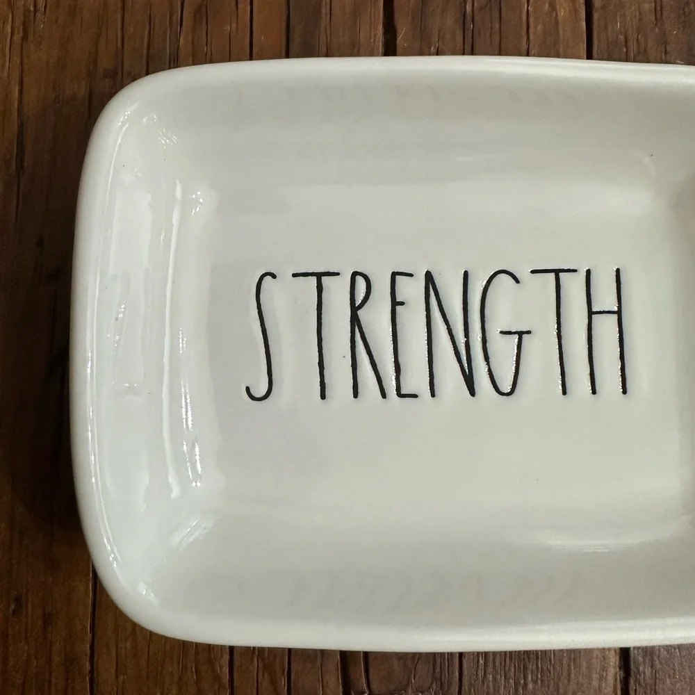 Rae Dunn Strength Trinket Tray in White